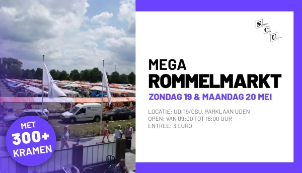 SCU Mega rommelmarkt op zondag 19 en maandag 20 mei (Pinksteren)