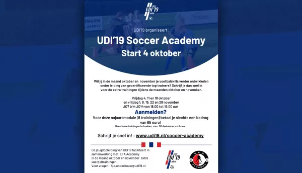 Schrijf je nu in voor de UDI’19 Soccer Academy